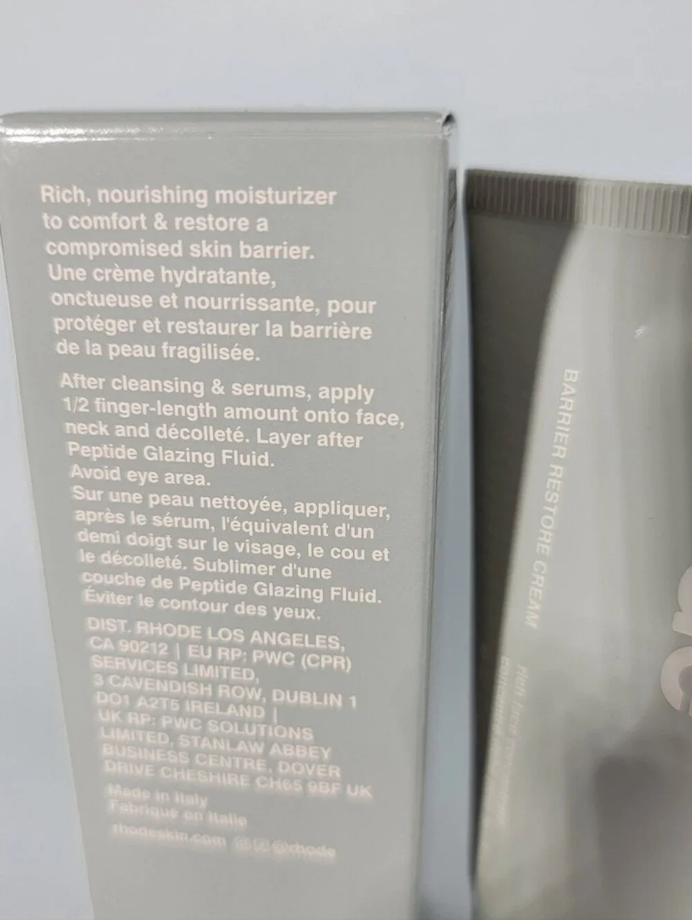 Rhode Barrier Restore Cream 50ML , 1.7 Oz New In Box Sealed Italy Hailey Bieber